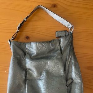Silver/metallic Coach purse